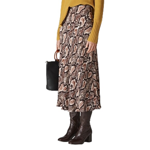 New WHISTLES Snake Animal Print Bias Cut Midi Skirt Womens Size 4 US MSRP $259 - Picture 1 of 10